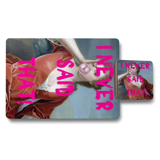 Designer Artwork Placemats and Coasters Set of 12 With Wood Bottom
