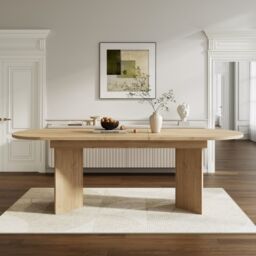 VILUXE Extendable 6–8 Seater Dining Table with 18mm Top and Rounded Corners, Oak Effect MDF, 160–200 x 90 x 75cm
