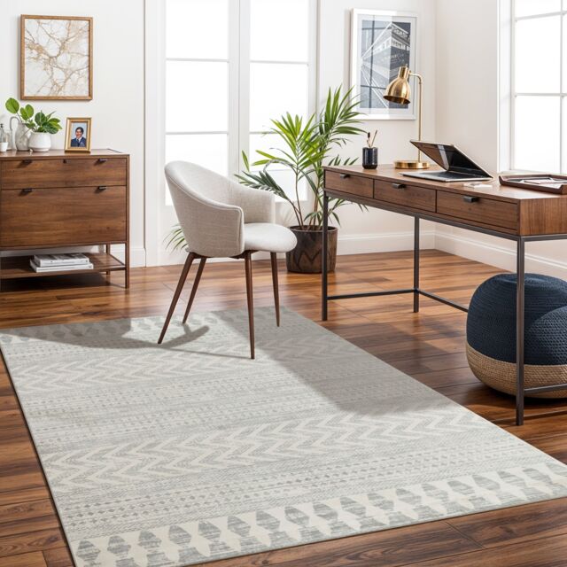 LIVABLISS Roma-Modern Rug 200 x 275 cm Grey Off-White Charcoal