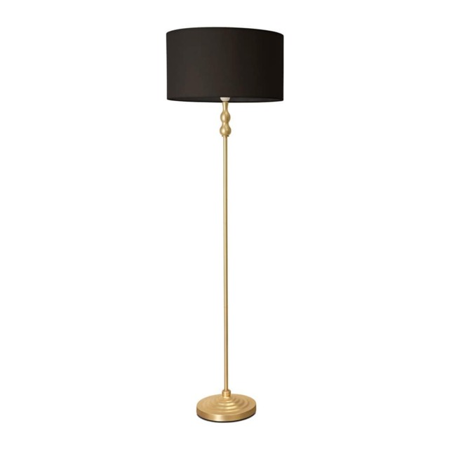 ValueLights Maggie Gold Candlestick Floor Lamp Black Shade Black