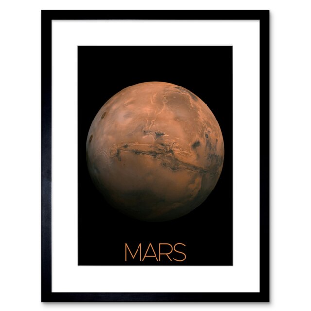 "NASA Our Solar System Mars Planet Space 9x7"" Black Framed Wall Art Print"