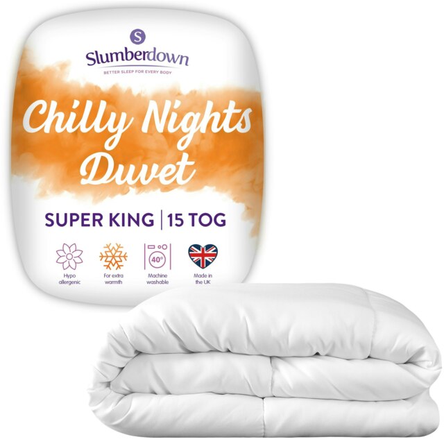 Slumberdown Chilly Nights Duvet, 15 Tog, Super King White