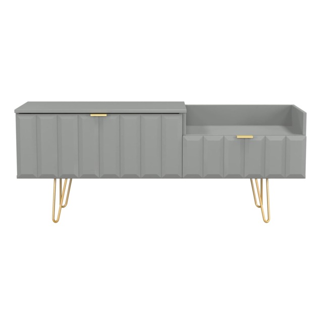 Metro 2 Drawer 2 Level Media Unit in Dusk Grey (Ready Assembled) Grey Dusk Grey