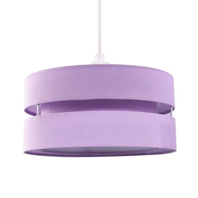 Contemporary Quality Lilac Linen Fabric Triple Tier Ceiling Pendant Light Shade Purple Lilac 1