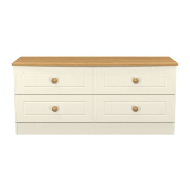 Lancaster 4 Drawer Bed Box in Cream Ash & Oak (Ready Assembled) Cream Cream Ash & Oak