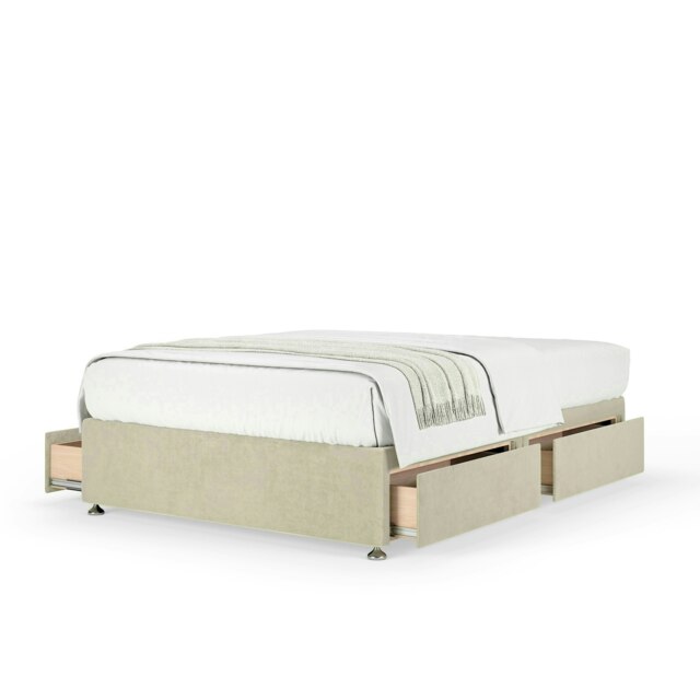 Majestic 1000 Pocket Sprung Cream Naples Velvet 4 Drawer Divan Set Small Double