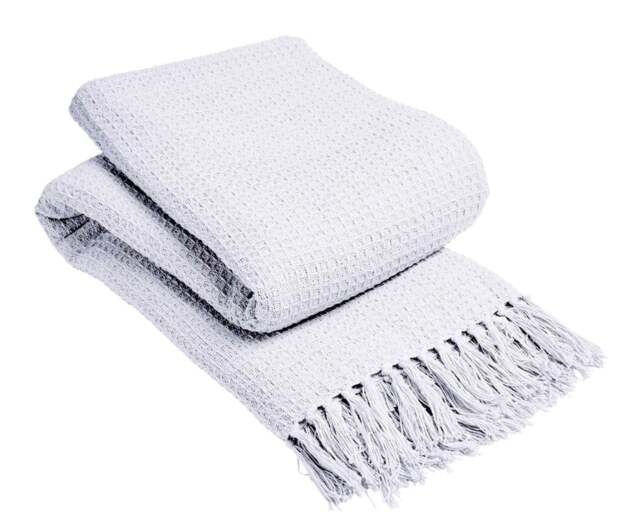 Lisbon Pure Cotton Honeycomb Throw in White, 178 x 254cm