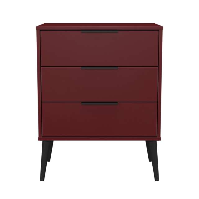 Fuji 3 Drawer Midi Chest of Drawers in Red Matt (Ready Assembled) Red Red Matt