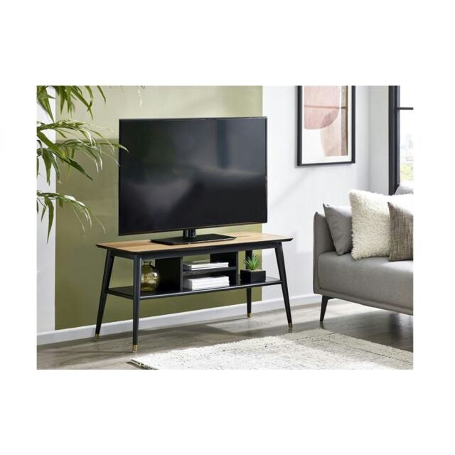 Stylish Walnut and Black Media Unit Black One Size 1