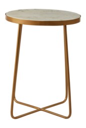 Shalimar Round Marble top Side Table With Cross Base Gold