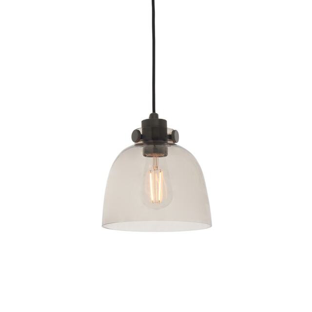 Alessandria Pendant Ceiling Light Smokey Grey Tinted Glass & Black Chrome Plate