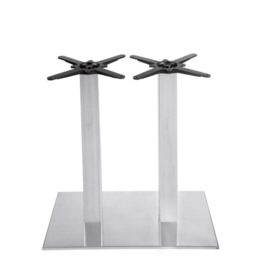 Bromley - Steel Double Pedestal Table Base Silver
