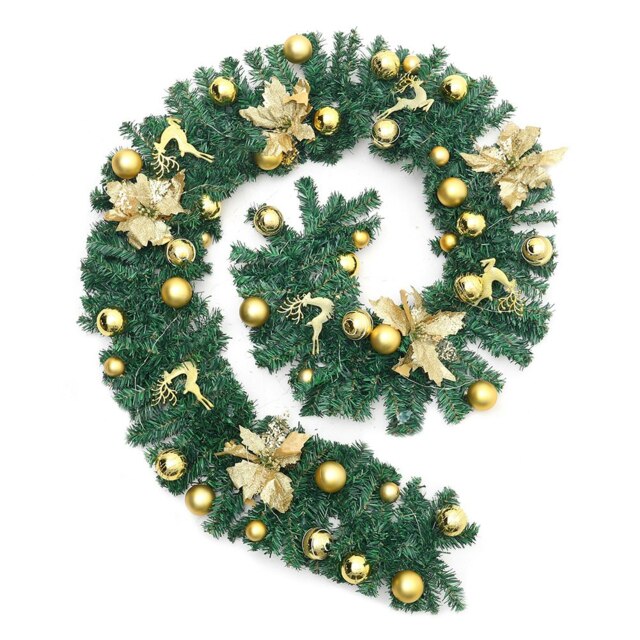 Living and Home 2.7m LED Light Poinsettia Christmas Garland Decor - Gold