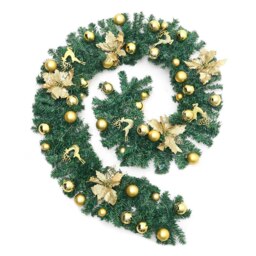 Living and Home 2.7m LED Light Poinsettia Christmas Garland Decor - Gold
