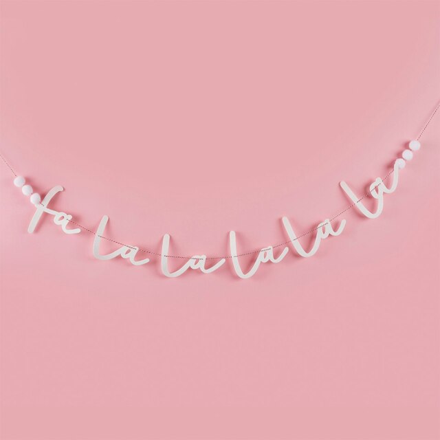 White 'Falala' Glitter Acrylic Banner 2m Multi