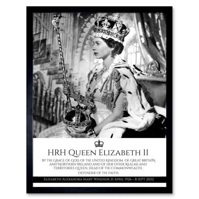 "HRH Queen Elizabeth II Coronation Commemorative 12x16"" Framed Wall Art Print"