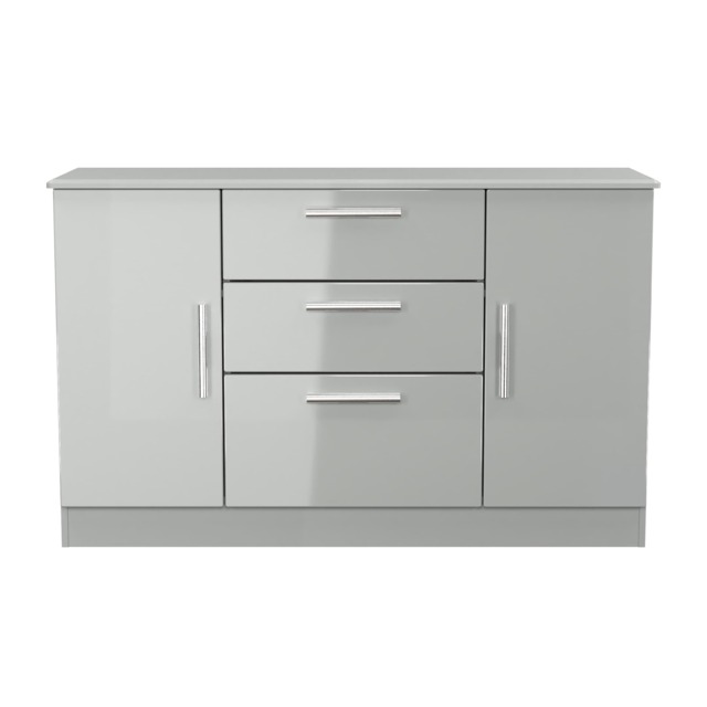 Windsor 2 Door 3 Drawer Sideboard in Grey Gloss & Dusk Grey (Ready Assembled) Grey Grey Gloss / Dusk Grey