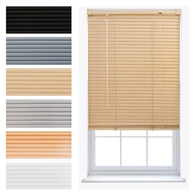 FURNISHED Modern PVC Venetian Blinds Durable Window Blinds for Homes and Offices Cream Natural (W) 135cm x (L) 150cm