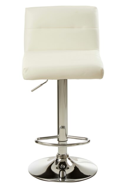 Interiors By Premier Sleek White Seat Bar Stool With Chrome Base, Comfortable Bar Chair, Adjustable Height Modern Bar Stool