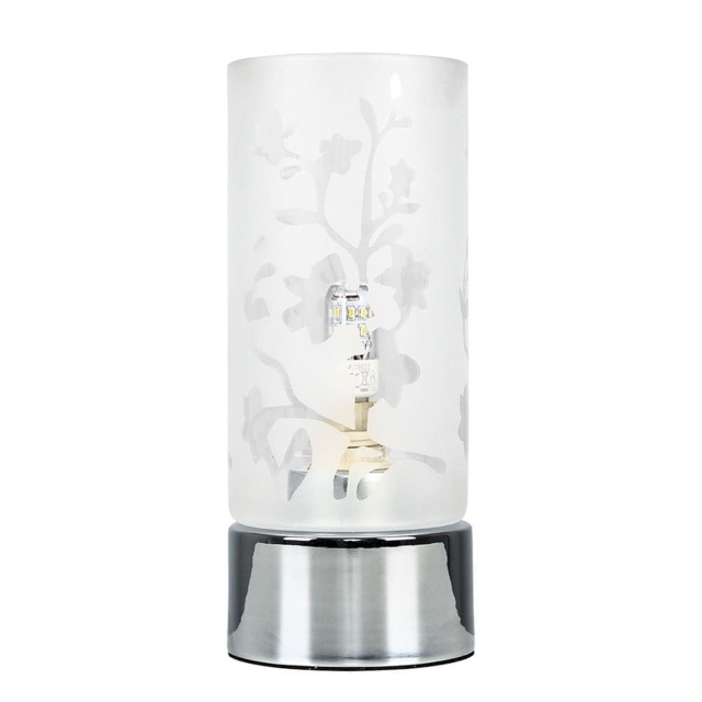 ValueLights Florette Glass Chrome Touch Table Lamp
