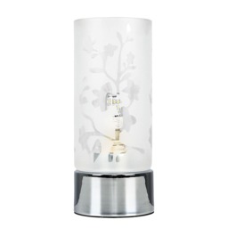 ValueLights Florette Glass Chrome Touch Table Lamp