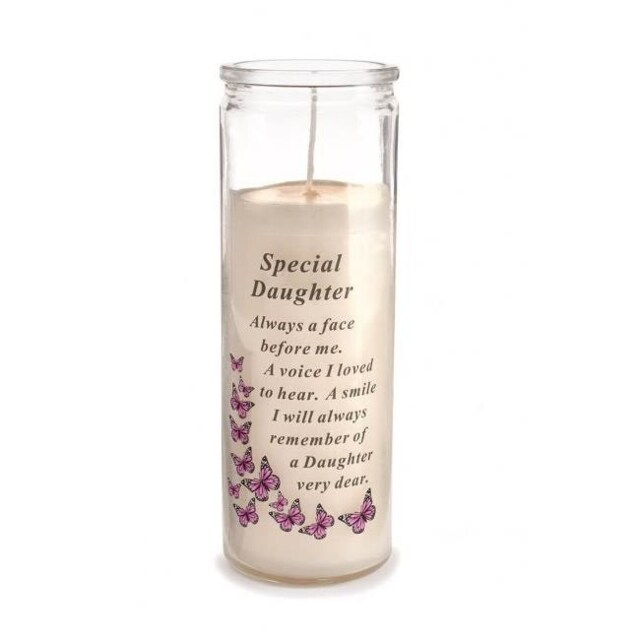 David Fischhoff Memorial Glass Candle - Special Daughter Multi