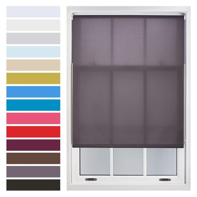 FURNISHED Daylight Roller Blinds Made to Measure Sheer Window Blind with Metal Fittings Grey Dark Grey (W) 240cm x (L) 210cm