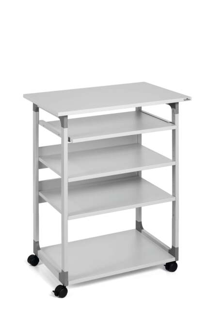Durable Adjustable Mobile PC Computer Desk Workstation Trolley on Wheels Grey Grey