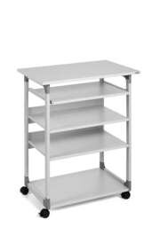 Durable Adjustable Mobile PC Computer Desk Workstation Trolley on Wheels Grey Grey