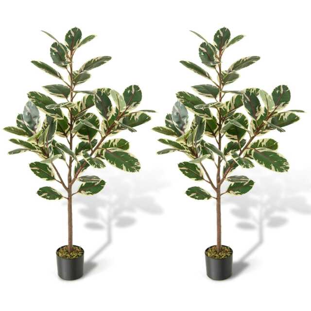 COSTWAY 2 Pack 130cm Tall Artificial Bird of Paradise Plant Green One Size