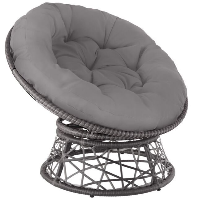 Garden Chair Gargano - rotatable, resilient polyrattan, comfortable round cushion, Grey grey One Size 1