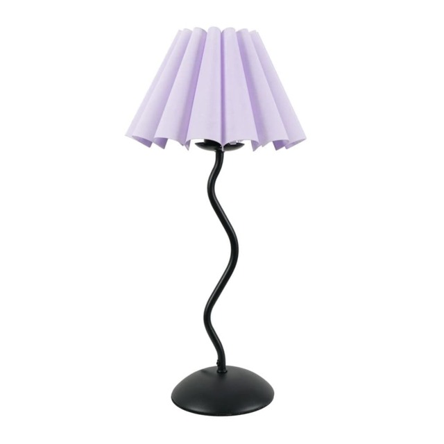 ValueLights Wiggle Black Metal Table Lamp Lilac Scallop Taper Shade