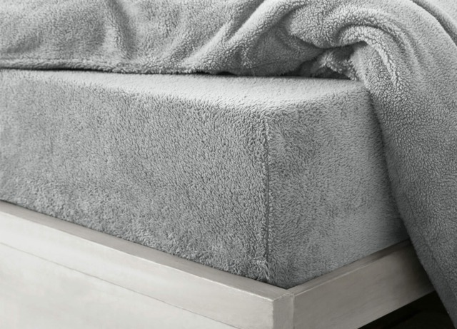 Velosso Teddy Fleece Warm and Cosy Fitted Sheet Silver Silver Single
