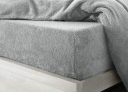 Velosso Teddy Fleece Warm and Cosy Fitted Sheet Silver Silver Single