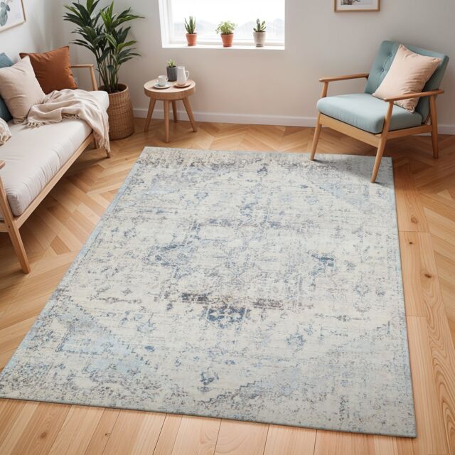LIVABLISS Ankara-Vintage Traditional Boho Rug 160 x 213 cm Grey Blue