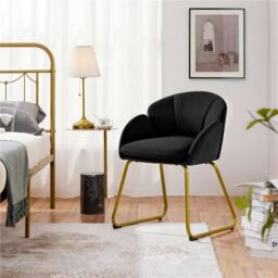 Yaheetech Flower Shape Velvet Armchair with Golden Metal Legs