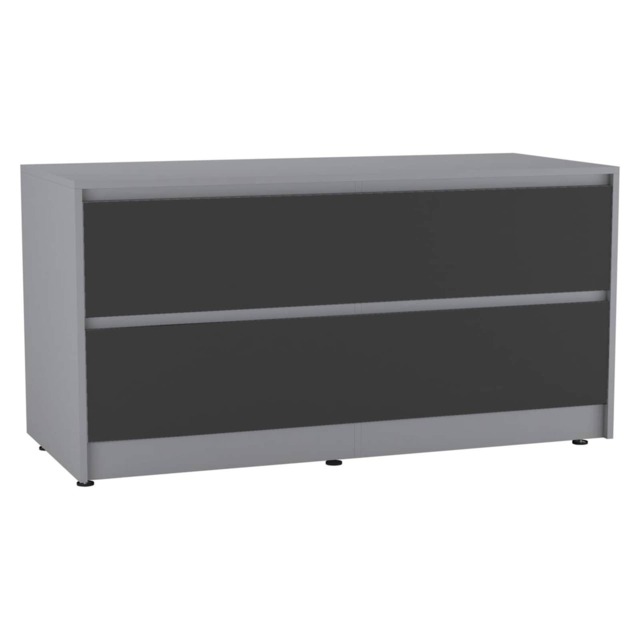 URBNLIVING 4 Drawer Wide Chest Of Drawers Bedroom Storage Unit Multi Grey Carcass + Black Drawers