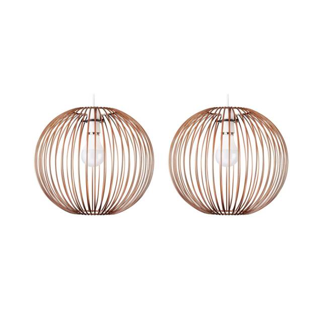 ValueLights Faraday Pair of Copper Ceiling Pendant Shade
