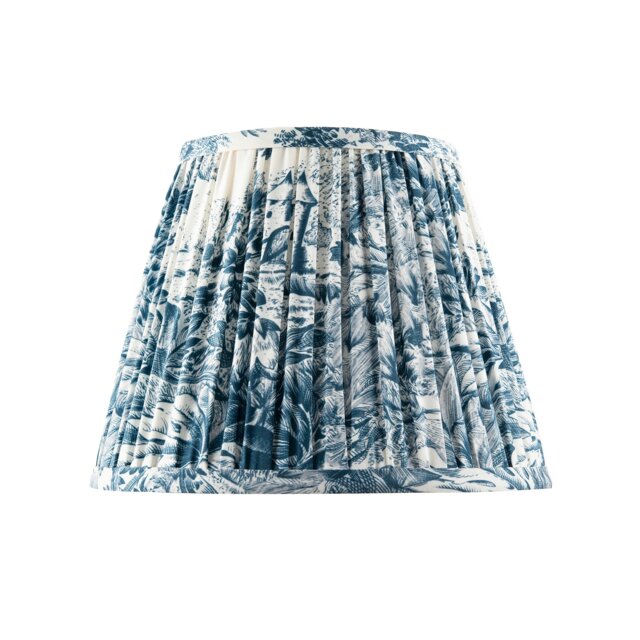 Traditional Floral Tapered Lamp Shade in Navy Midnight Blue and White Blue Midnight Blue 1