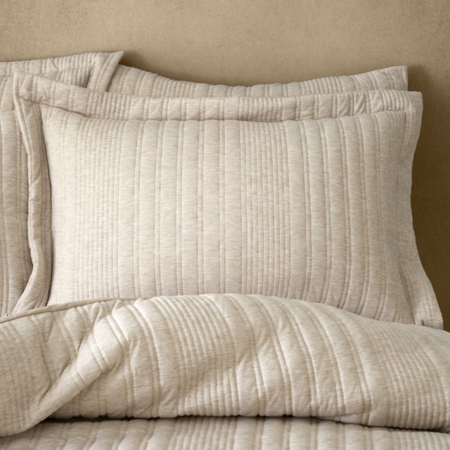 Pineapple Elephant Tamba Jersey Stripe Quilted Oxford Pillowcase Pair Cream Natural Standard