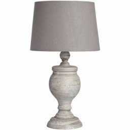 Uthina Table Lamp - Linen - Wood - L30 x W30 x H53 cm - Beige - Stone