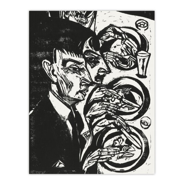 Anxious Nervous People at Dinner Kirchner Huge Wall Art Poster Print