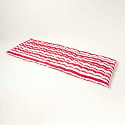 Homescapes Garden Bench Cushion Luxury 3 Seater Cotton Stripe Indoor Outdoor Seat Pad Red 143 x 48 cm 1
