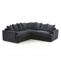FERGASUN BLACK JUMBO CORD CORNER SOFA SUITE