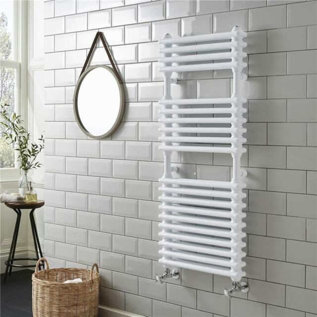 500mm (H) x 600mm (W) - Vertical Bathroom Towel Radiator - (Sailsbury - White) - (0.5m x 0.6m)