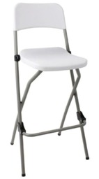 Bazon Folding Breakfast Bar Stool Indoor Outdoor Garden Use. White