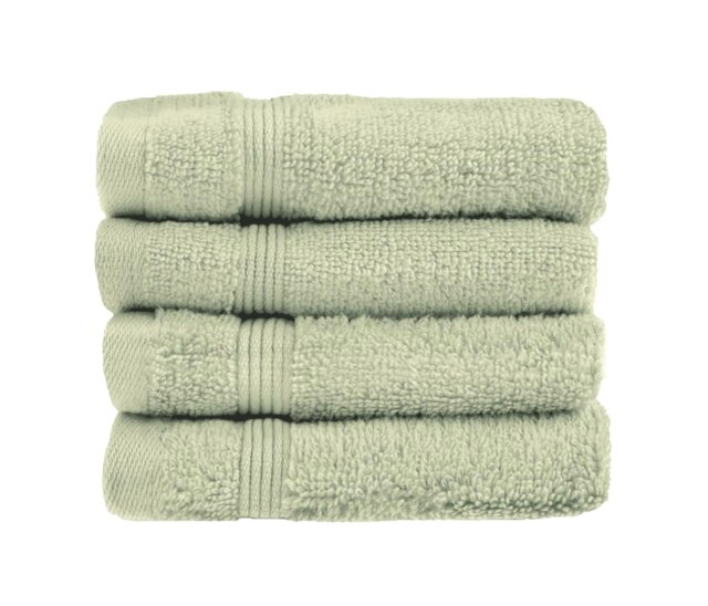 Zero Twist Egyptian Cotton Face Cloths Pack of 4 - Sage Green