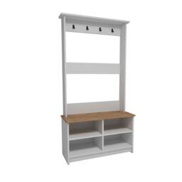 Napoli Hallway Coat Rack with Bench, Hooks and Shelves Orange Atlantic Pine & White One Size 1