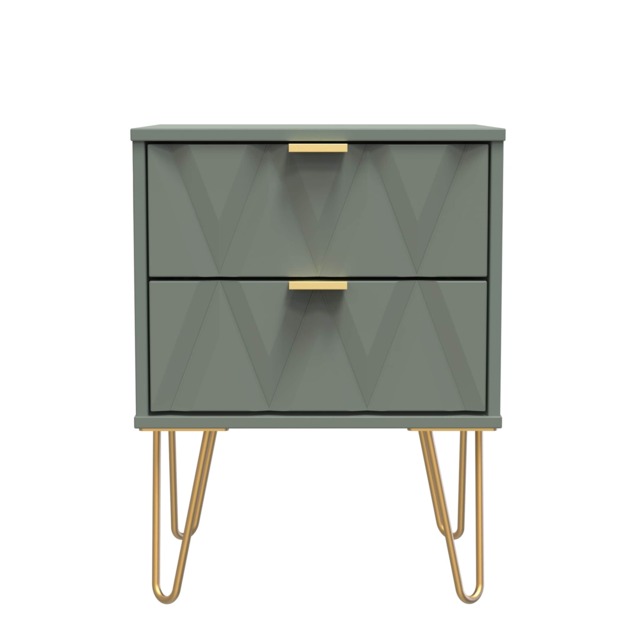 Dallas 2 Drawer Compact Bedside Cabinet in Reed Green (Ready Assembled) Green Reed Green