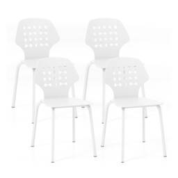 COSTWAY Set of 4 Dining Chair Metal Kitchen Bar Chair White